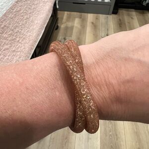 Swarovski Double Cuff bracelet Size M. Rose gold